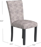 HomePop Classic Parsons Dining Chair -Gray Linen Artistic Floral Print (Set of 2)