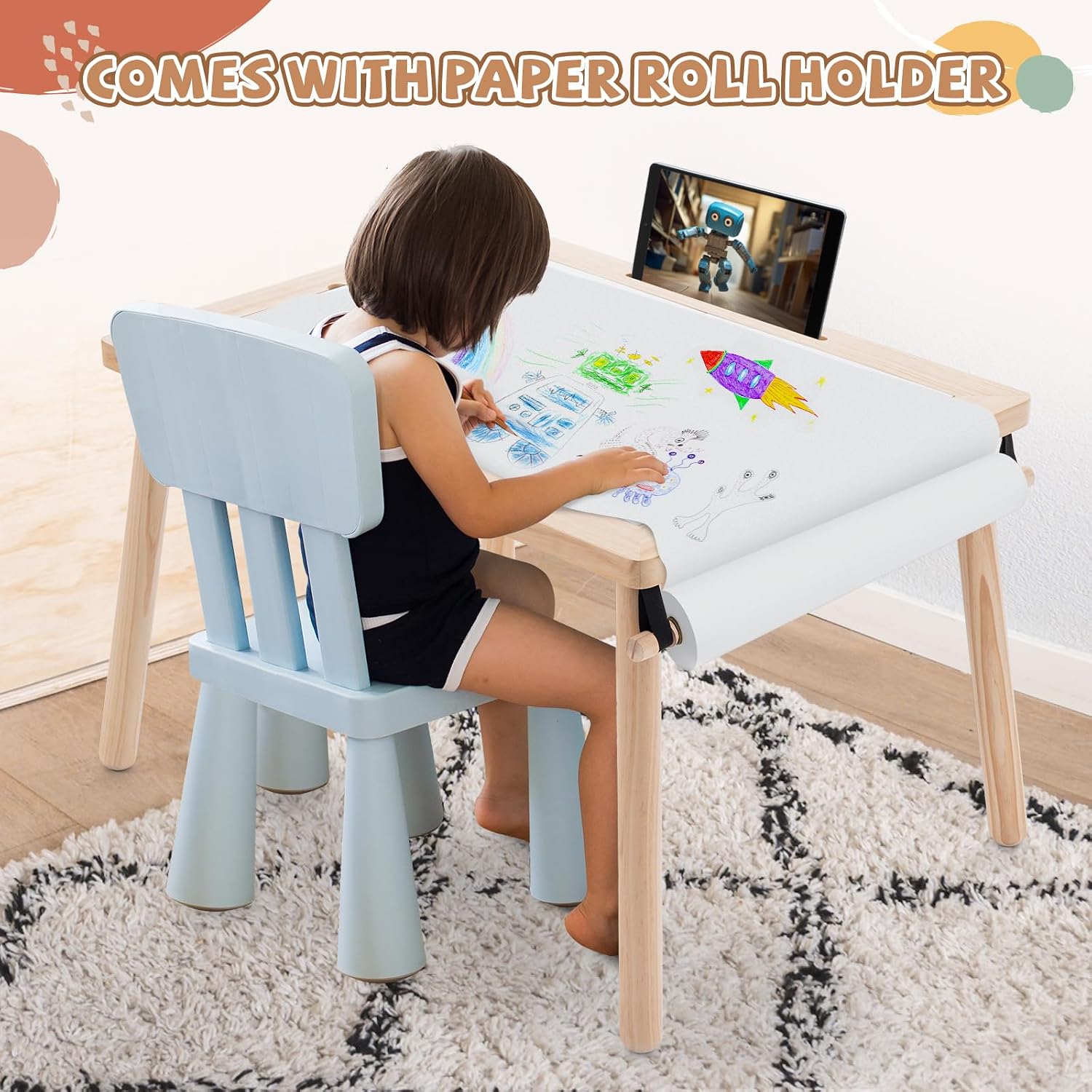 Sensory Tables for Toddlers,Kids Table with 3 Storage Bins, Activity Table with 7 Sand Toys, Indoor/Outdoor Play Sand Table, Gifts for Boys and Girls