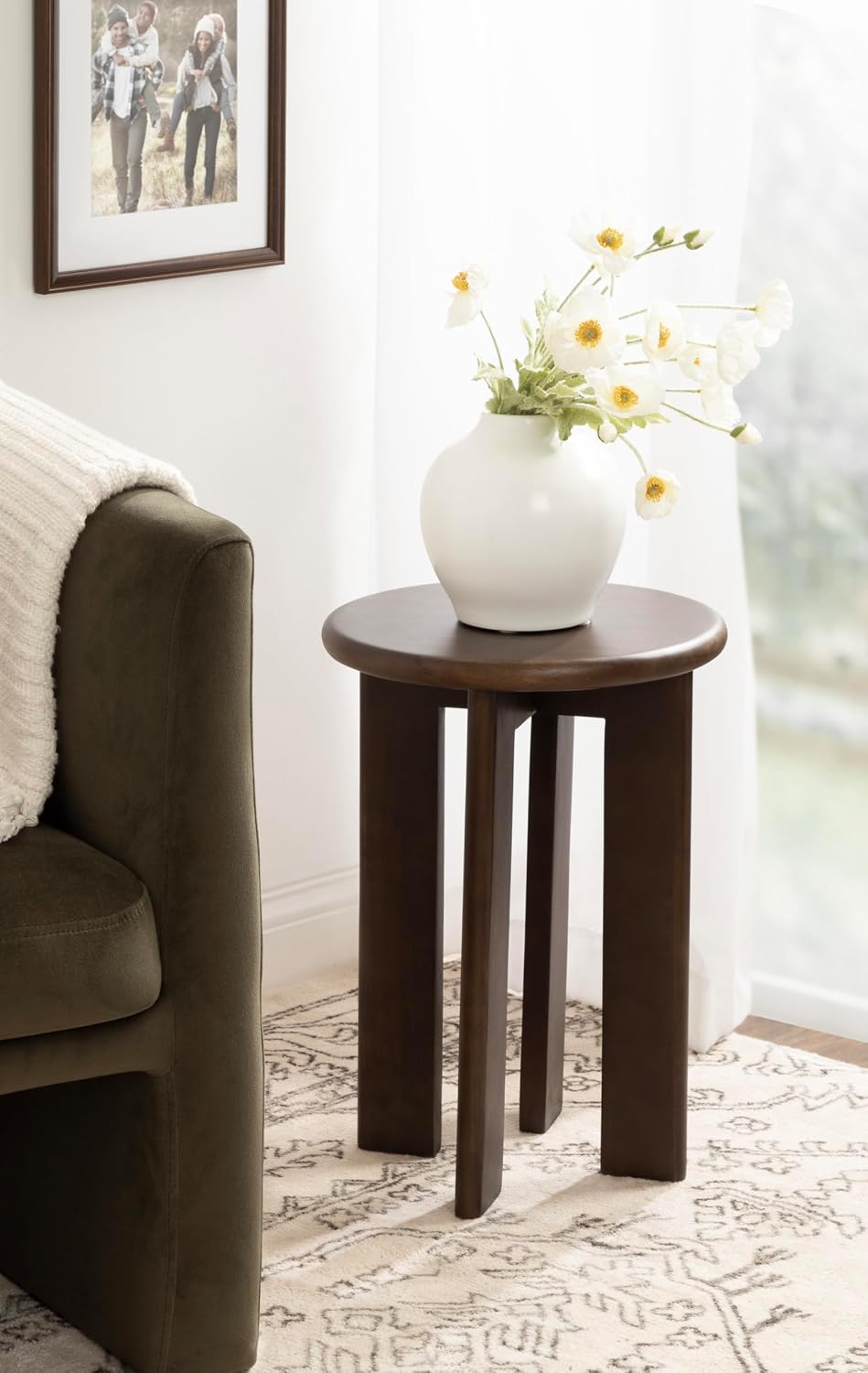 Kate and Laurel Seebeck Modern Wooden Round Side Table; 14 x 14 x 20; Dark Br...