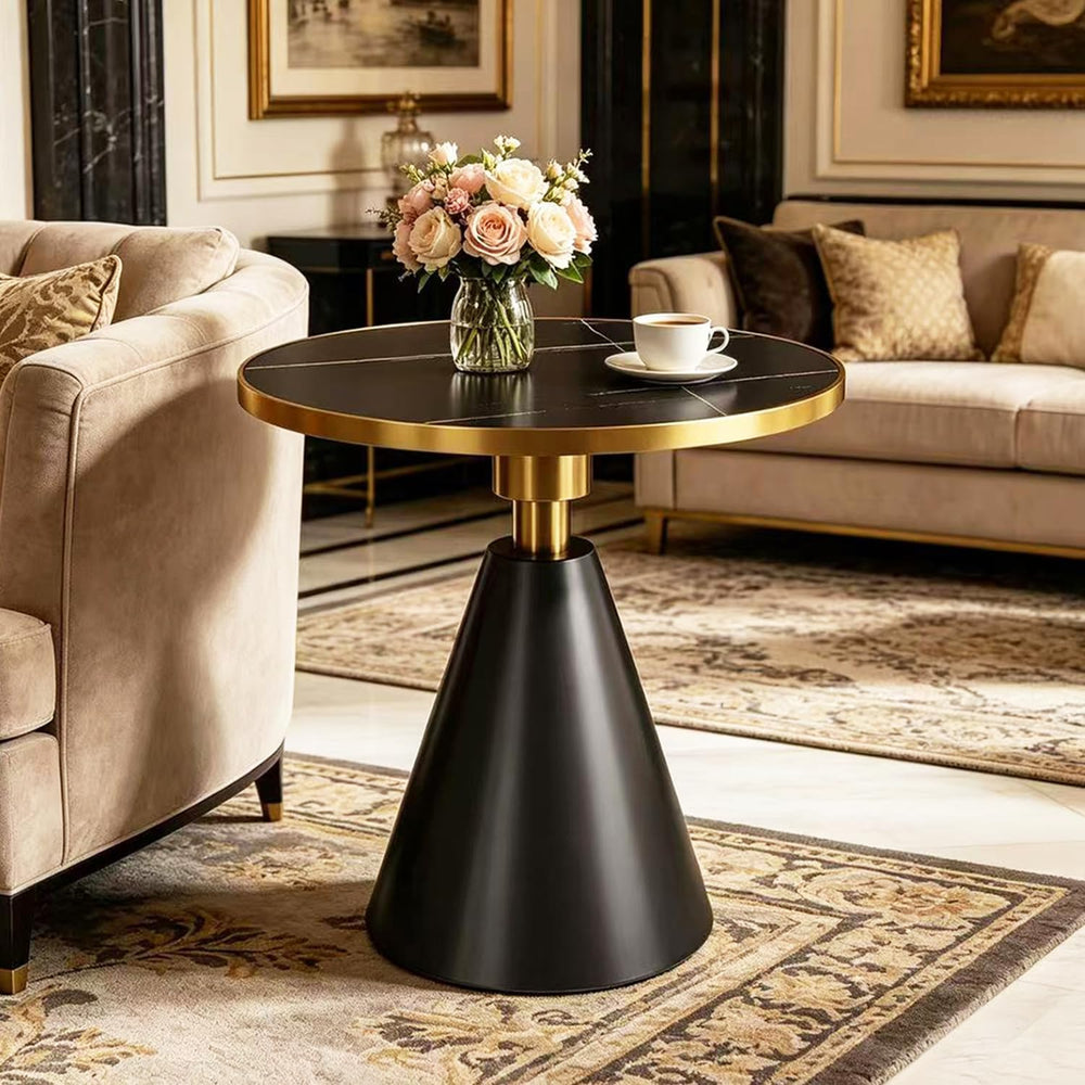 BeautyVerve Rock Plate Side Tables for Living Room, Modern Small Round Coffee...