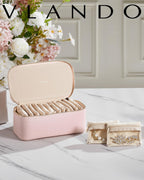 Vlando Teacher Gifts for Women,Jewelry Box with 12 Velvet Jewelry Bags Travel Jewelry Case for Girls Jewelry Organizer for Travelers Birthday Gift Ideas for Women (Pink)