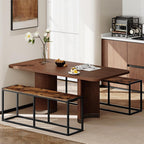 HOOBRO Dining Bench, 47.2 Inch Dining Table Bench, Industrial Style Kitchen Bench, Steel Frame, Easy to Assemble, for Kitchen, Dining Room, Rustic Brown and Black BF12CD01