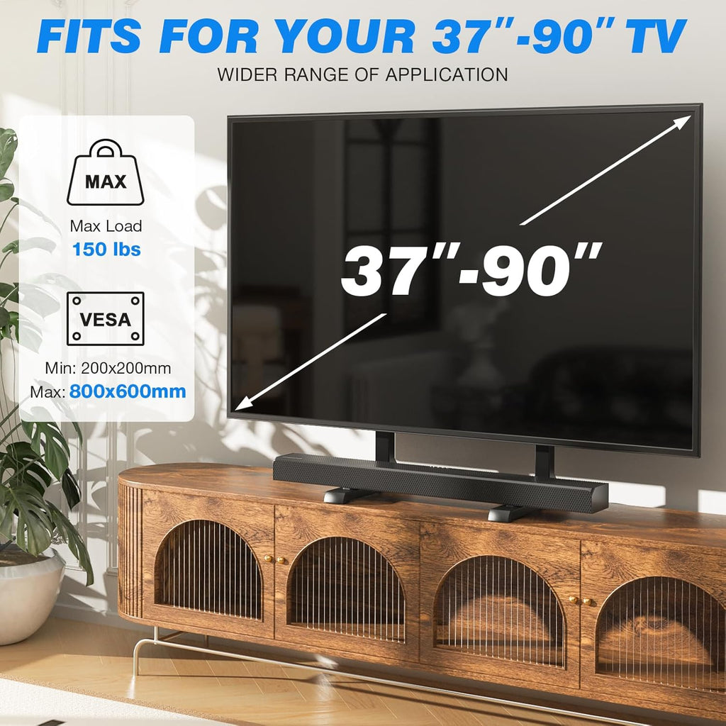 Rfiver Table Top TV Stand with Height Adjustable TV Legs, TV Stands Base with Cable Management for Most 37 to 86 90 Inch Flat or Curved TVs, Steel TV Feet Holds up to 150 lbs, Max VESA 800x600mm