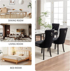 Velvet Dining Chairs Set of 6, Upholstered Dining Room Chairs with Nailhead Trim, Sillas de Comedor Modernas 6, Wooden Kitchen Chairs for Dining Room, Living Room, Kitchen, Bedroom, Black