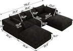 Down Filled Boneless Sectional Sofa Cloud Couch with Movable Ottomans, 118 inch Convertible U Shaped Lounge Couch w/Deep Seat, Fluffy Corduroy Upholstered Compress Modular Sofa