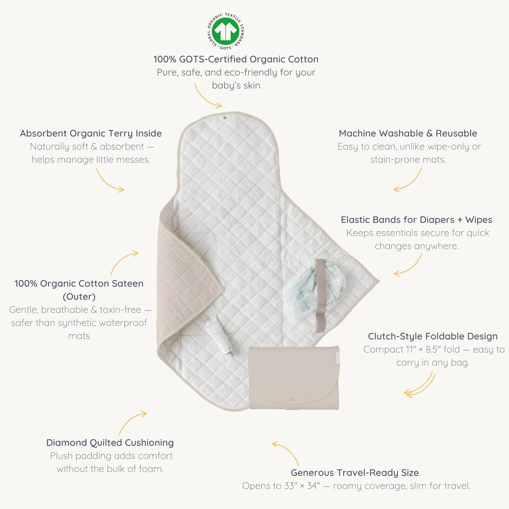 Makemake Organics Organic Portable Changing Pad GOTS Certified Organic Cotton...