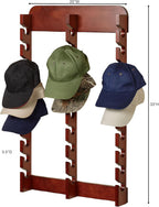 Touch of Class Wooden Ball Cap Display Wall Rack - Classic Cherry - Triple, 30 Slots - Baseball Hat Display - Made of Wood - Class Racks for Hats - Organizer for Bedroom, Living Room, Entryway