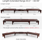 Nnewvante Monitor Stand Riser, Upgrade Height Large TV Riser, 60 inch Large Bamboo Dual Monitor Stand for Desk, 3 Shelves Desktop Screen Riser with Adjustable Length Angle for Computer Laptop Walnut