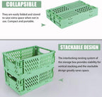 Tixill 2-Pack Mini Foldable Plastic Baskets for Organizing and Storage, Collapsible Storage Crate for Home Kitchen Bedroom Bathroom Office (9.8x6.5x3.8, Green)