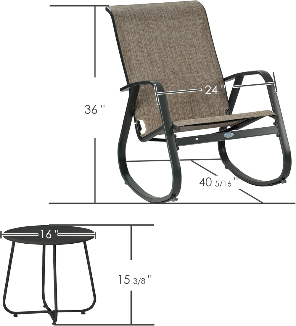 Kozyard 3-Piece Outdoor Rocking Chair Set, Patio Bistro Set with 2 Sling Rock...