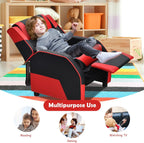 Kids Recliner, PU Leather Kid Lounge Chair w/Footrest, Armrest, Headrest & Lumbar Support, Adjustable Gaming Toddler Sofa Armchair for Boys Girls (Red)
