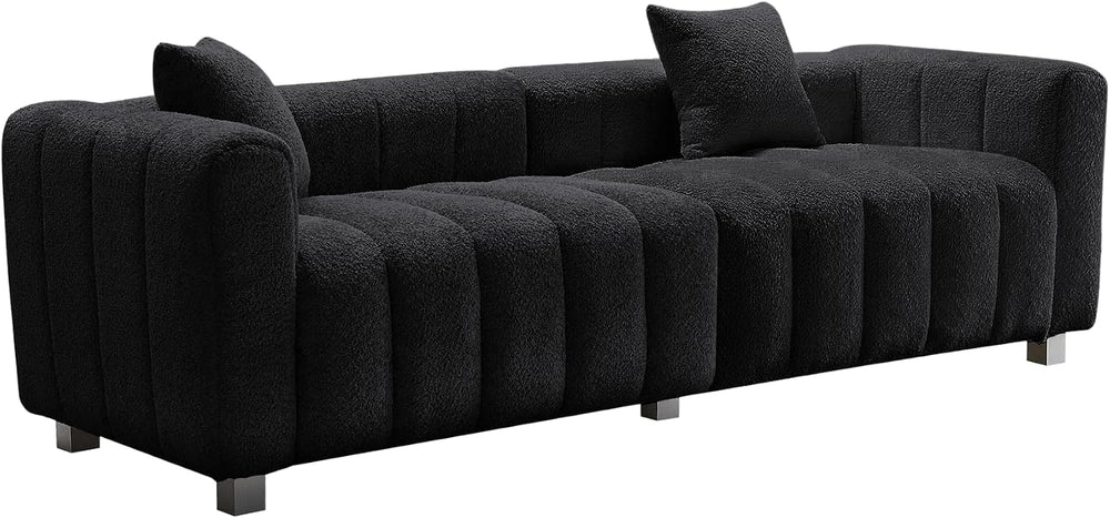 87.4" Modern 3 Seater Sofa Couch for Living Room, Mid Century Fluffy Cou...