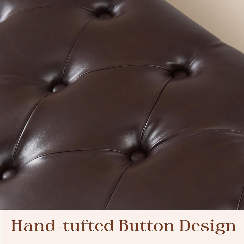 Zihanhome Ottoman with Storage，Storage Ottoman Bench, Faux Leather Storage Be...