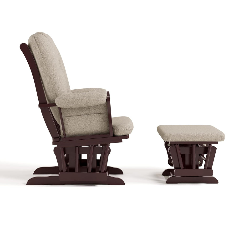 Storkcraft Tuscany Glider & Ottoman and Lumbar Pillow, Espresso/Taupe Swirl | GREENGUARD Gold Certified, Bonus Lumbar Cushion Included, Solid Wood Base, Smooth Motion, Award-Winning Nursery Rocking Chair