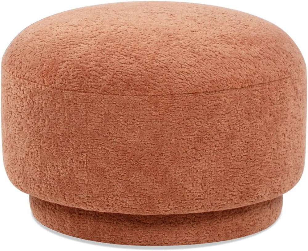 15" Mushroom Footstool Ottoman, Spice Orange Fleeced Teddy