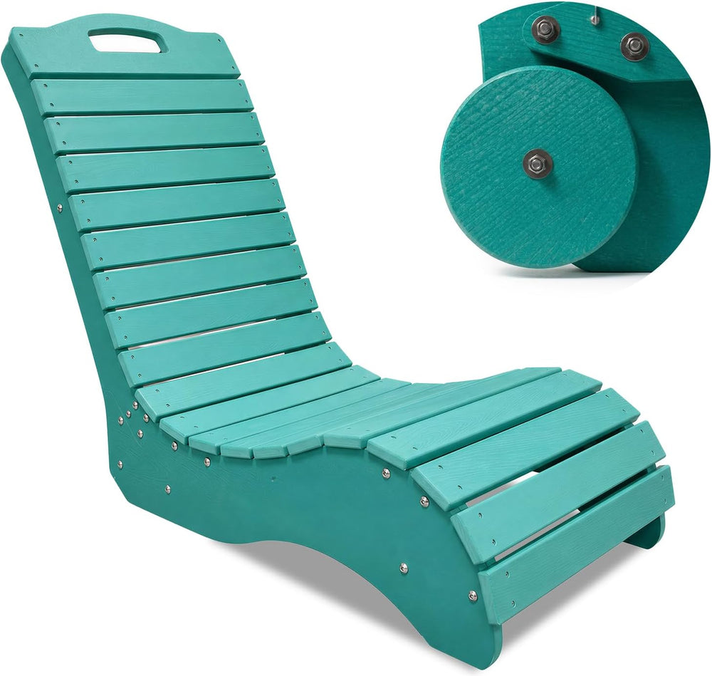 Pool Lounge Chair, S Shape HDPE in-Pool Chaise with Wheels, Patio Outdoor Lou...