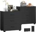 Aheaplus Closet Drawers Set of 2, Wood Closet Organizers and Storage with 3 Drawers, Closet Drawers Organizer System, Nightstands Bedside End Table with 3 Drawers Storage for Bedroom, Black