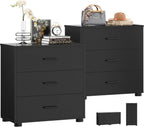 Aheaplus Closet Drawers Set of 2, Wood Closet Organizers and Storage with 3 Drawers, Closet Drawers Organizer System, Nightstands Bedside End Table with 3 Drawers Storage for Bedroom, Black
