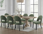 Wooden Dining Room Chairs Set of 8, Mid Century Modern Dining Chairs, Upholstered Fabric Kitchen Chairs with Solid Wood Legs & Backrest, Farmhouse Green