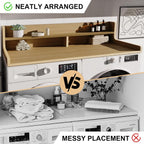 Washer Dryer Countertop, 54" x 27.55" 2-Tier Washer Dryer Topper with Edge, for Laundry Room Organization Oak
