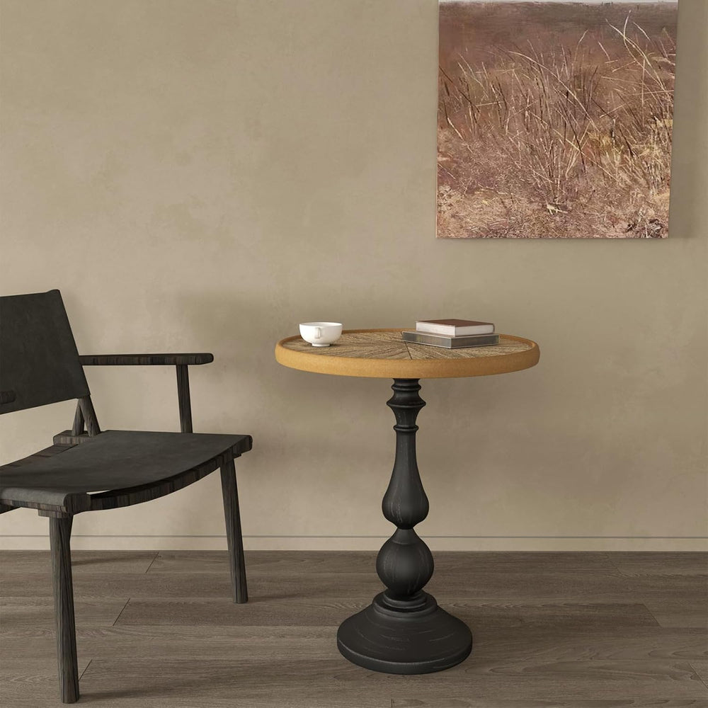 Retro Side Table Round End Table - 20" French Country Wooden Coffee Tabl...