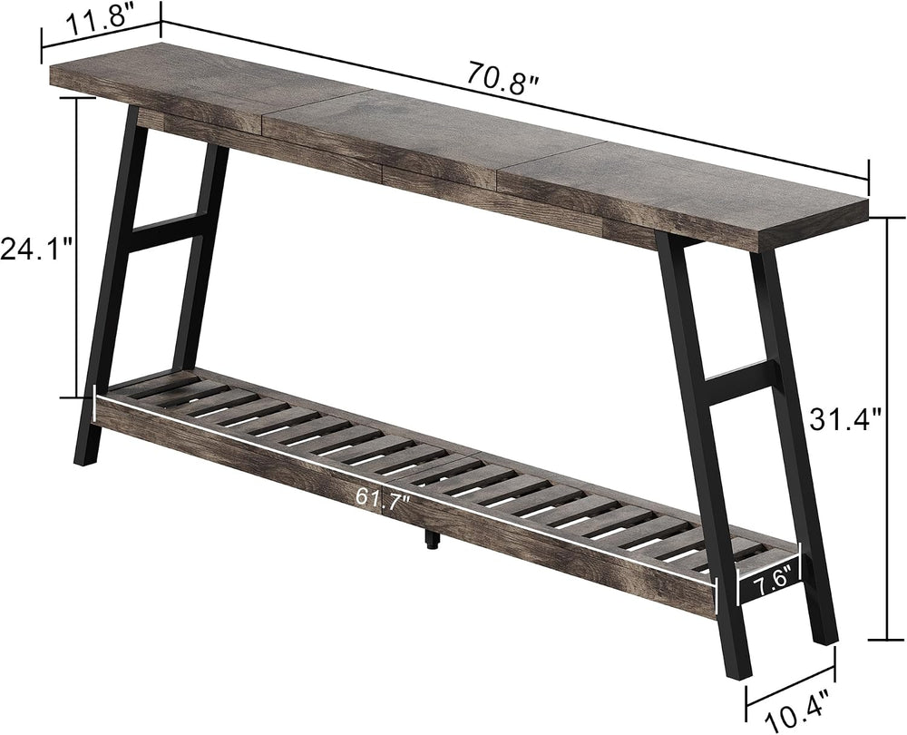ChooChoo 70.9 Inch Long Console Tables for Entryway, Hallway Table, 2-Tier | ...