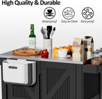 Spurgehom Outdoor Grill Cart with Storage Movable Outdoor Grill Table Kitchen Island with Wheels, BBQ Cart Pizza Oven Table Food Prep Table Cart Storage Cabinet for Outside Patio Backyard Garden