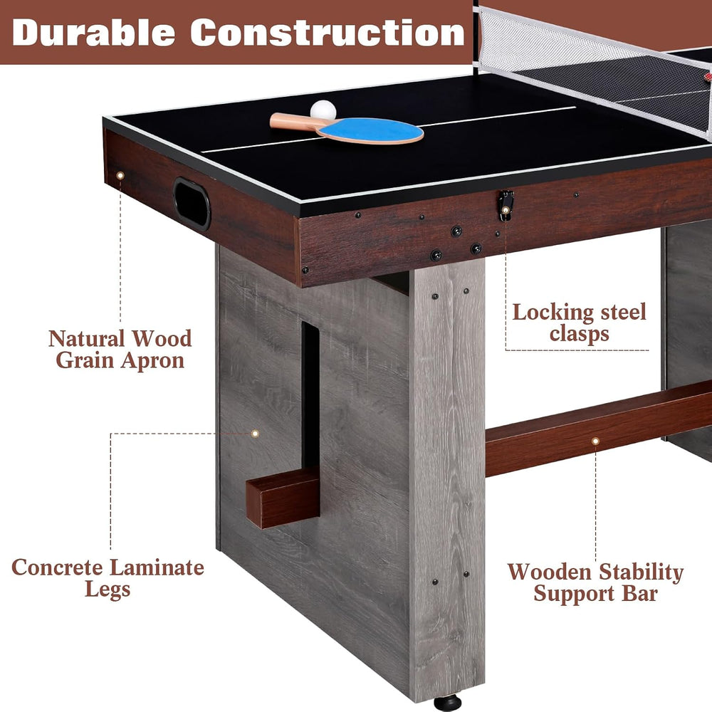 4-in-1 Combo Game Table 55" Multi-Game Table with Foosball, Electric Air...