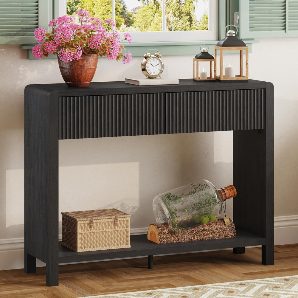 FATORRI Console Entryway Table, Modern Sofa Table with 2 Drawers for Living R...