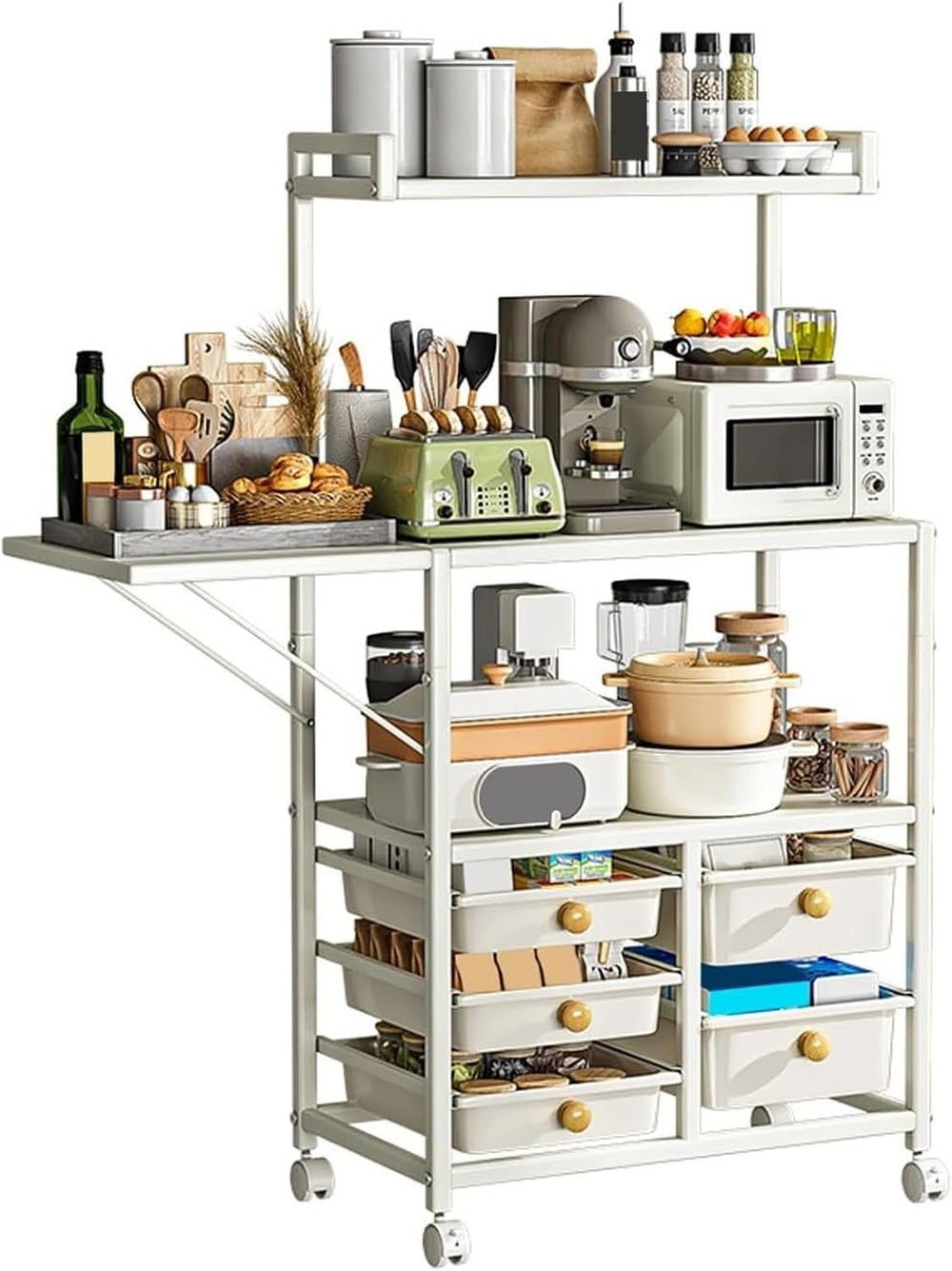 JKGHK Tall Kitchen Storage Cabinet Rack, Pantry Cabinet Storage Cart Sideboar...