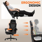 GTPLAYER Computer Chair with Adjustable Footrest, Ergonomic Gaming Chair with Headrest and Lumbar Support, Breathable Mesh Office Chair for Adults, High Back Reclining Desk Chair for Gaming and Office