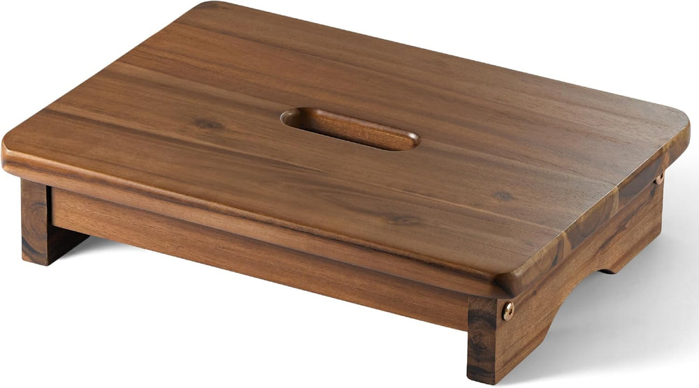 Wooden Step Stool, One Step Stool for Adults, Bedside Wooden Stool with 550lb...