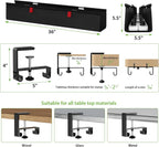 KEEGH No Drill Under Desk Cable Management Tray - 28" Cord Management Under Desk - Clamp/Screw Mount - Support Upto 70lbs - Fabric Wire Management - Gaming/PC Cable Tray Cord Hiders for Office/Home