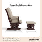 Storkcraft Tuscany Glider & Ottoman and Lumbar Pillow, Espresso/Taupe Swirl | GREENGUARD Gold Certified, Bonus Lumbar Cushion Included, Solid Wood Base, Smooth Motion, Award-Winning Nursery Rocking Chair