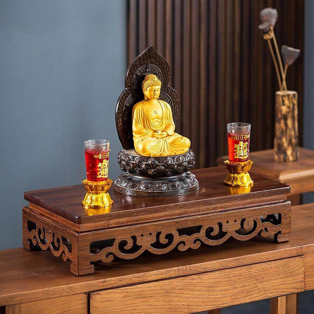 Freestanding Hollow Carving Wooden Shrine Altar Table Personal Shrine Altar T...