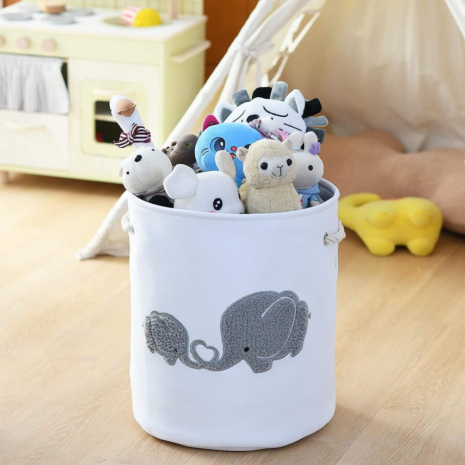 I nylon 2-Pack Storage Baskets, Nursery Size, Hamper & Laundry, Mother Baby Gift, Elephant Decor