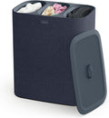 Joseph Joseph Tota Trio 90 liter/23.8 gallon Laundry Hamper Separation Basket with lid, 3 Removable Washing Bags with Handles- Black
