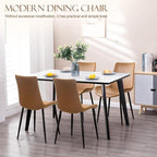 Dining Chairs, Modern PU Leather Dining Room Chair with Sturdy Metal Legs, Upholstered Seat Dinner Chairs Accent Side Chairs for Indoor Kitchen Living Room (Brown, Set of 4)