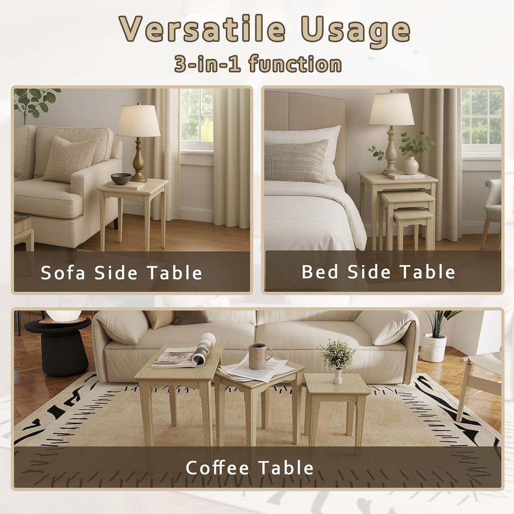 Kmax Nesting Tables Set of 3, Small Sofa Side Table Rustic Stacking End Table...