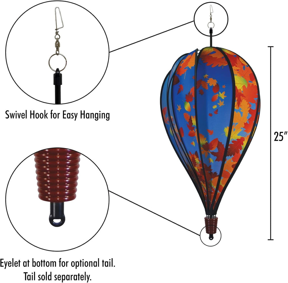In the Breeze 0997 Fall Leaves Hot Air Balloon Spinner, 10-Panel