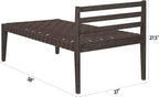 Ball & Cast Mid Century Daybed Faux Leather Woven Chaise Lounge Weave Leather Bench, 58 Inch Dark Brown