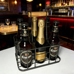 Metal Wine Bottle Carrier, 6 Bottle Wine Basket, Vintage Metal Bottle Holder with Wood Handle for Farmhouse Decorative Bar BBQ Picnic