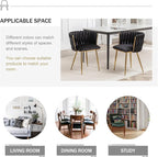Velvet Dining Chairs Set of 4, Modern Upholstered Woven Dining Chairs with Gold Metal Legs, Modern Accent Chairs for Dining Room, Vanity, Kitchen, Living Room(Black)