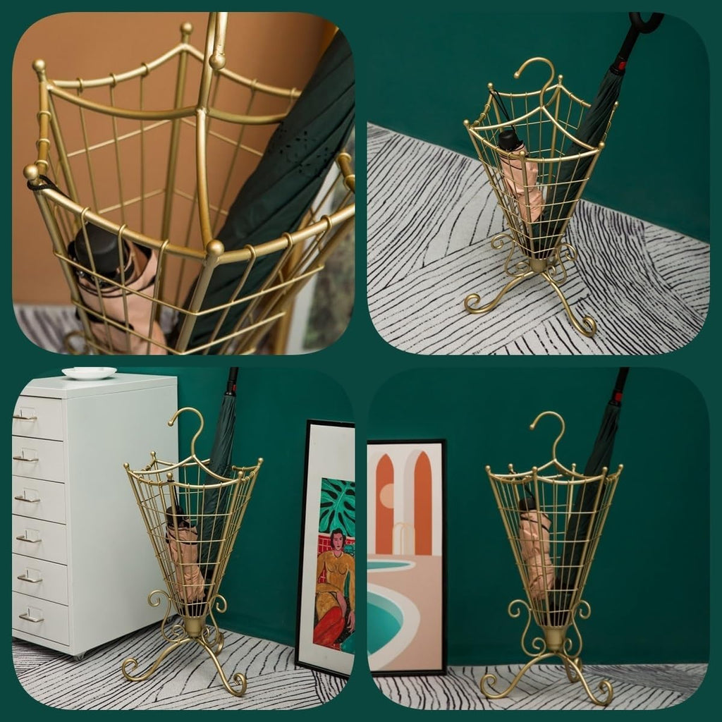 Metal Umbrella Stand Rack, Free Standing Umbrella Holder | Cane and Umbrella Storage Rack, Umbrella Holder Bin for Entryway, Home, and Office