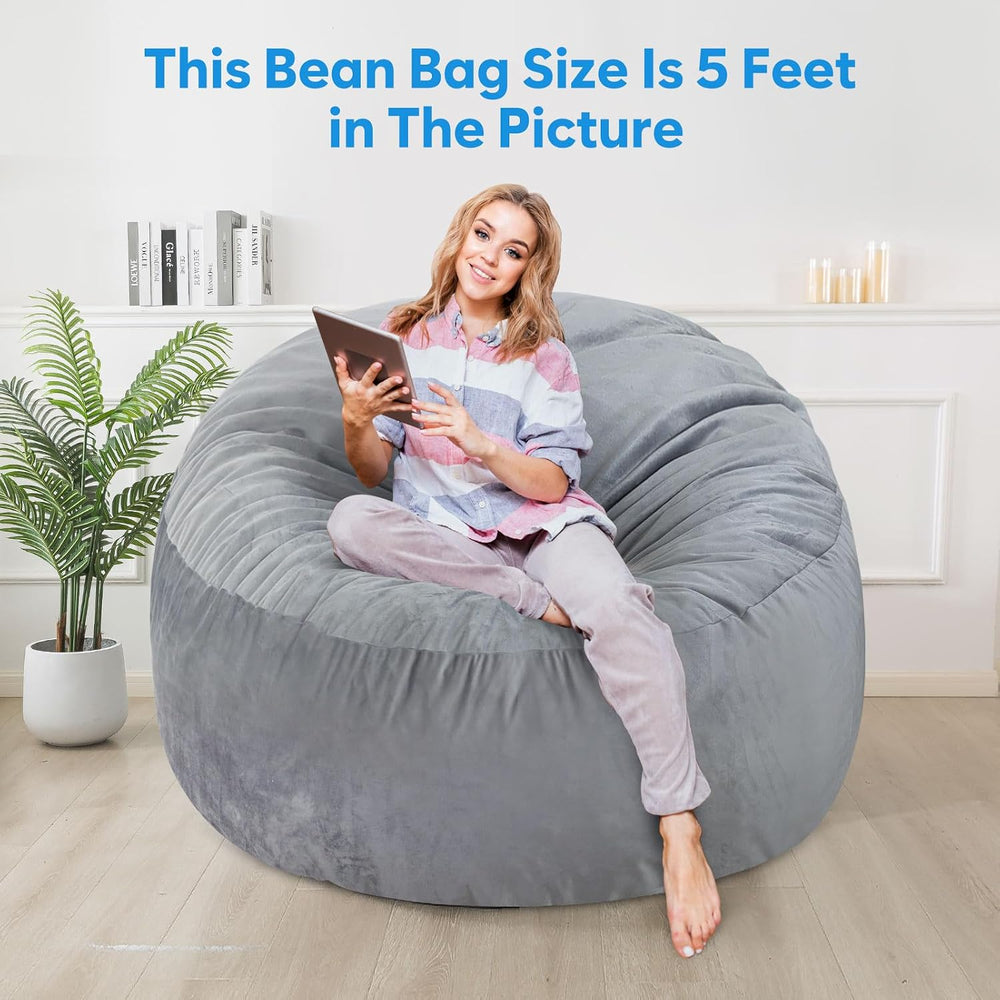 3 Ft Bean Bag Chair,Bean Bag Chairs for Living Room,3 Foot,Dark Grey | Bean B...