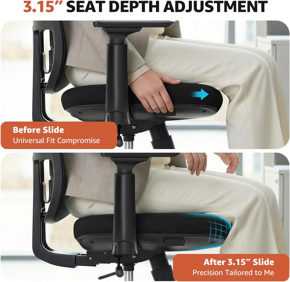 ErgoSift M1 Ergonomic Office Chair with 3.1-Inch Adjustable Seat Depth