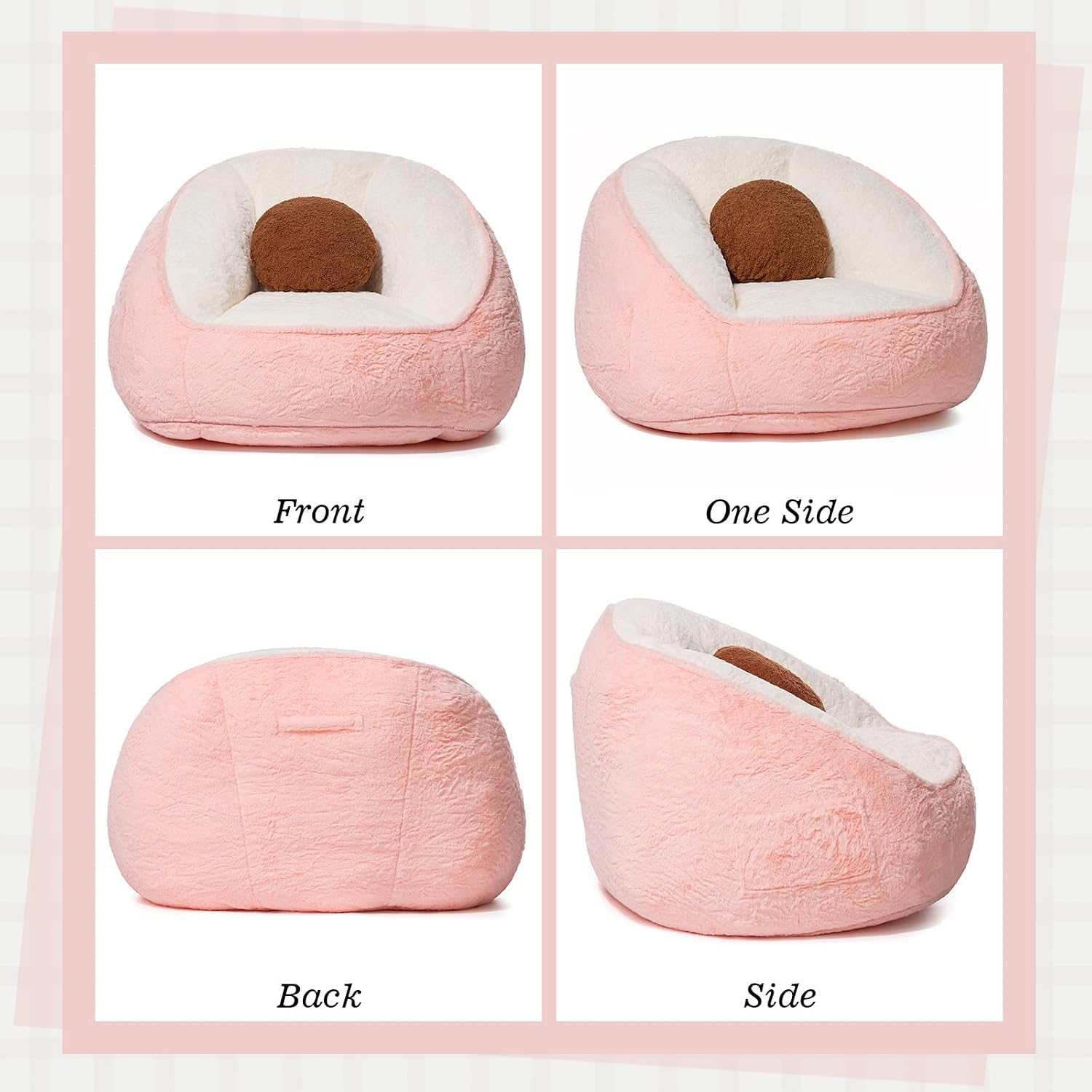 HOMMPA Bean Bag Chair for Teens Comfy Faux Fur Bean Bag Couch with Back Support Stuffed Lazy Floor Sofa for Living Room Bedroom Dorm Peach Pink