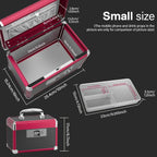 Medicine Lock Box for Safe Medication - 10 x 6 x 6.7 Inches - Lockable Storage Box for Drugs, First Aid Kit Empty, Lock Boxes with Key for Home/Outdoor (Black & Red/Small)
