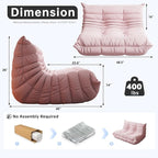 Bean Bag Chairs for Adults, Memory Foam Couch Loveseat Sofa Chair, Soft Teddy Material Cozy Comfy Reading Nook Chairs, Floor Chair for Living Room Bedroom Office(Pink)