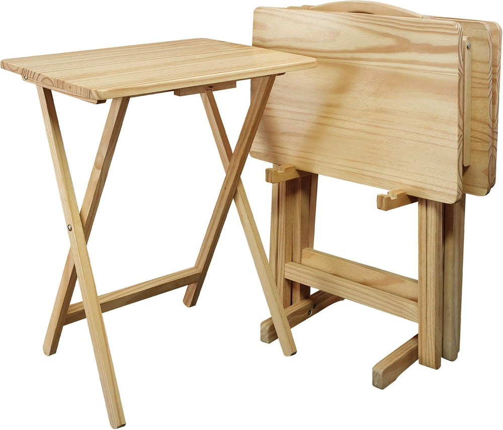 Casual Home 5pcs Tray Table Set, Natural (New), 14.75 in x 19 in x 25.5 in